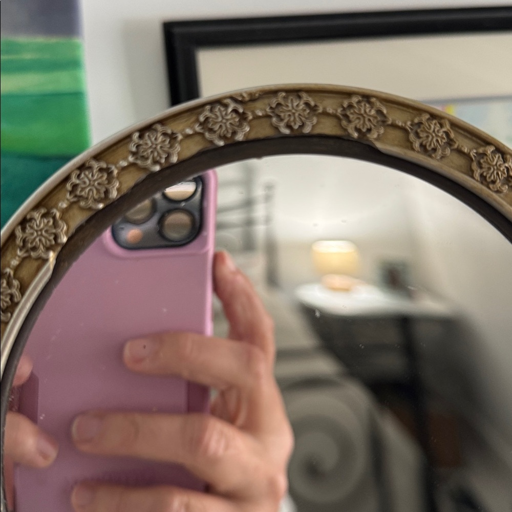 Vintage Gold Tone Two Sided Swivel Round Vanity Stand Alone Make Up Mirror AS IS - Picture 4 of 12
